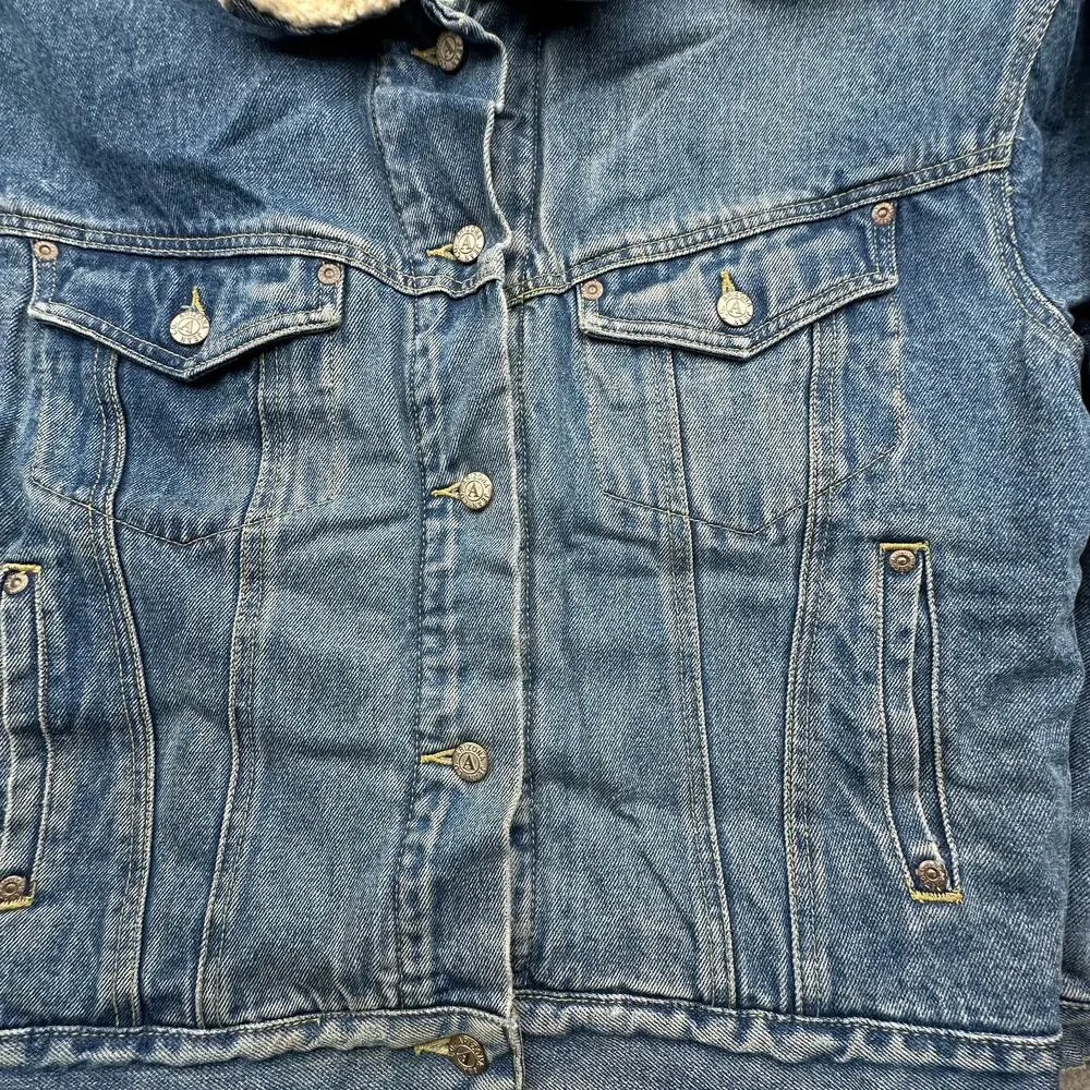 Vintage Arizona Jean Company Sherpa Lined Denim Jean Trucker Jacket Mens Small